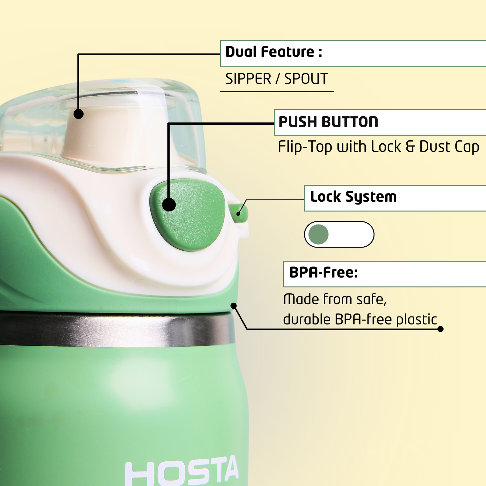 HOSTA Stainless Steel Vacuum Insulated Hot & Cold Water Bottle 500ml - Image 2