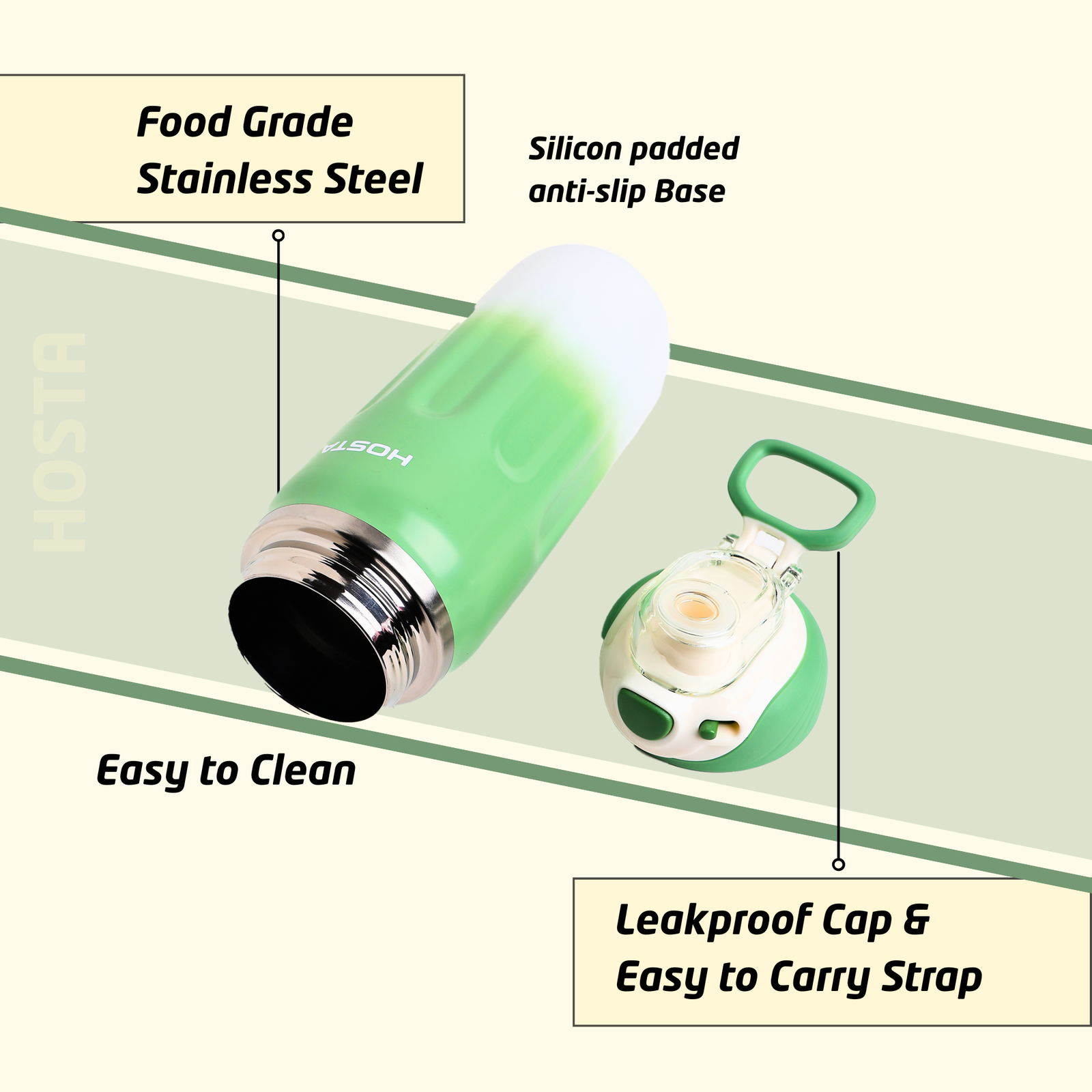 HOSTA Stainless Steel Vacuum Insulated Hot & Cold Water Bottle 500ml - Image 5