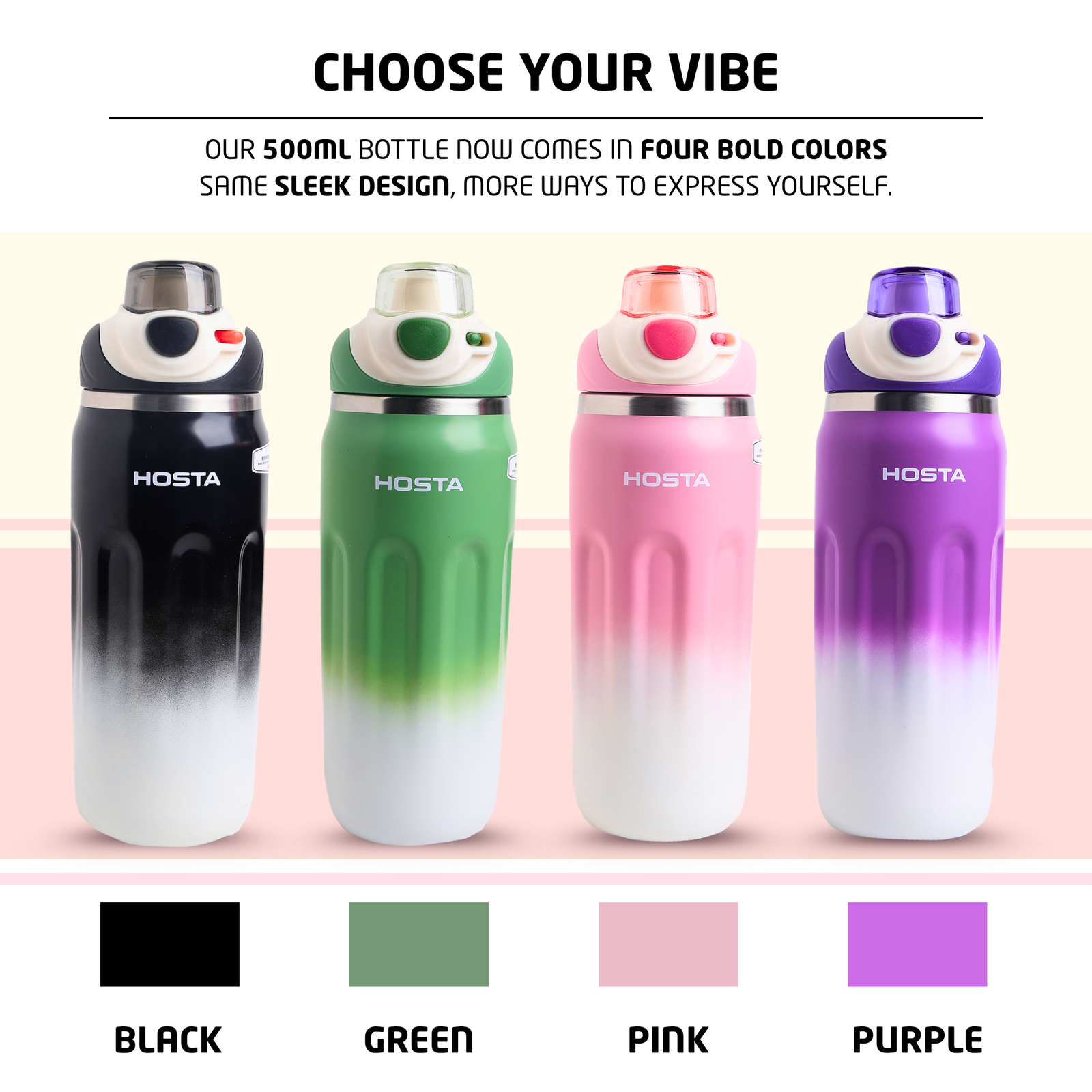 HOSTA Stainless Steel Vacuum Insulated Hot & Cold Water Bottle 500ml - Image 8